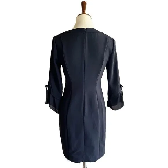 Chelsea28 Womens Black Ruffle Sleeve Bateau neck Shift Dress Size XS - Picture 15 of 16